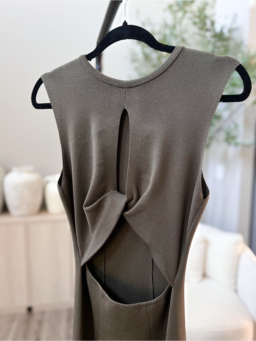 Express Reversible Twist Cutout Maxi Sweater Dress - Olive - Medium - Picture 2 of 10